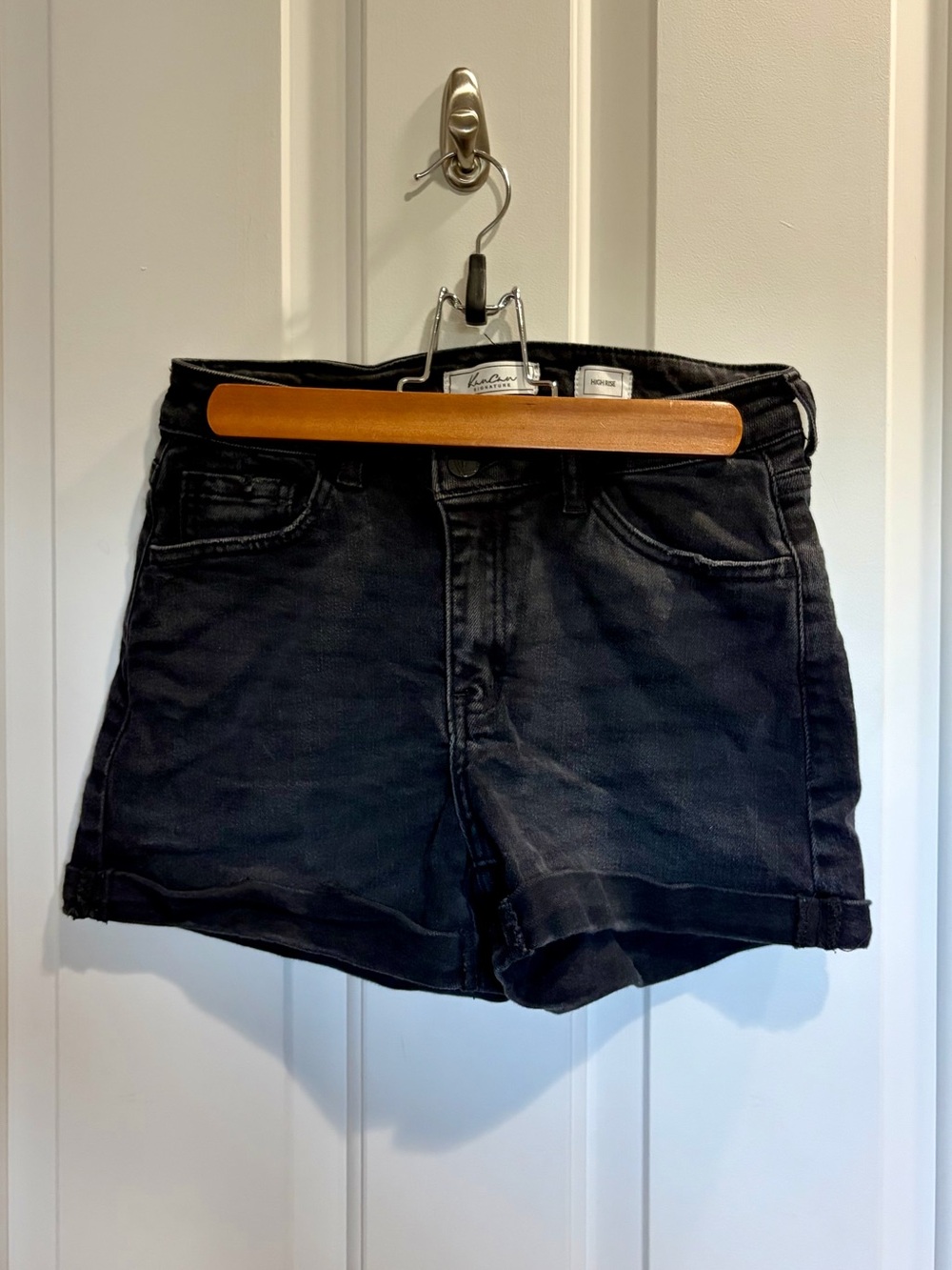 Womens Black KanCan High-Rise Denim Shorts